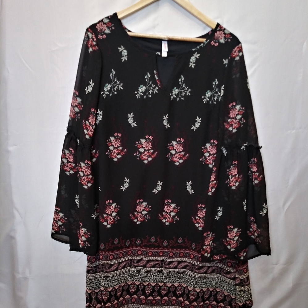 Exhilaration Sheer A-line Print Dress